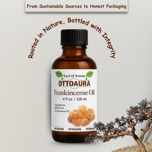 زيت اللبان الأساسي - 4 Fl Oz / 118ml - 100 ٪ من الدرجة النقية والطبيعية والعلاجية ، مثالية لاستخدام الناشر والعلاج العطري in Saudi Arabia