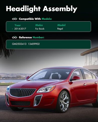 SCITOO Headlight Assembly Fit for Buick Regal 2014-2017 Headlamps Driver Side in Saudi Arabia
