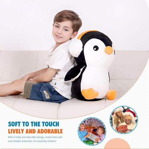 16 "لطيف من طيور البطريق الكبرى أفخم وسادة ناعمة وسادة ، والحيوانات البطريق الكبير محشو بالحيوانات ديكور غرفة ، وهدية للفتيات والفتيان عيد الميلاد ، وعيد الميلاد in Kuwait