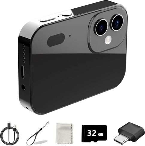 D6 Digital Camera with Auto Focus & 4K Video Recording - 64MP Portable Compact UHD Camera, 16X Digital Zoom, Anti-Shake, Includes 32GB Card - for Teens & Adult Beginners (Pink) in Saudi Arabia