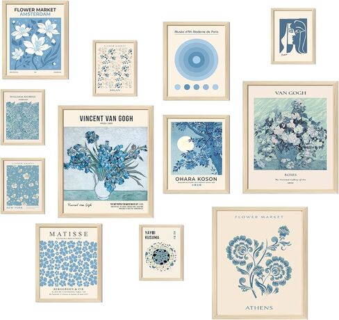 AROUTDE LIGHT Blue Wall Art Matisse Modern Wall Decor Coquette Coquette Aealthetic Blue Pictures Gallery Prints for Living Room Bedroon Dorm Set of 12 ( in Saudi Arabia
