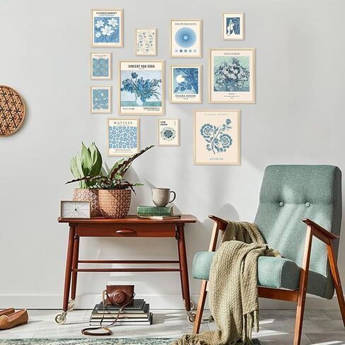 AROUTDE LIGHT Blue Wall Art Matisse Modern Wall Decor Coquette Coquette Aealthetic Blue Pictures Gallery Prints for Living Room Bedroon Dorm Set of 12 ( in Saudi Arabia