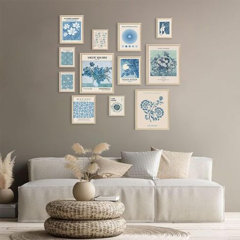 AROUTDE LIGHT Blue Wall Art Matisse Modern Wall Decor Coquette Coquette Aealthetic Blue Pictures Gallery Prints for Living Room Bedroon Dorm Set of 12 ( in Saudi Arabia