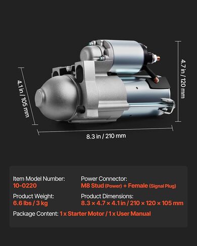 Vevor Starter 6494 ، استبدال المحرك المبدئي متوافق مع Buick Rainier V8 5.3L 2004-2007 ، Cadillac Escalade V8 5.3L 2003-2005 ، Chevrolet GMC Isuzu Saab ، OEM 12568051 89-01-7440 8901740 SDR0270 in Kuwait