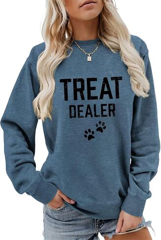 تعامل مع تاجر Swestshirt Women Dog Paw Print Shirt Funcy Furmor Chorm Owner Sweatshirt Puppy Lover Gift Top Top in Kuwait