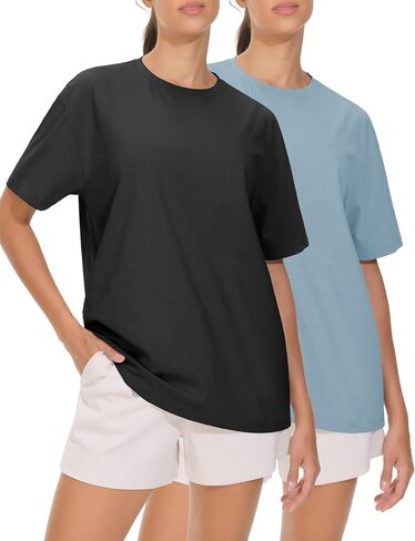 The Gym People 2 Pack Women Women Eghensity Thirts غير الرسمي فضفاضة مناسبة للأكمام القصير قمم الصيف Crewneck المحملات الأساسية in Saudi Arabia