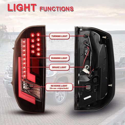 تتوافق مصابيح ذيل LED Autowiki ل 2014-2020 Toyota Tundra Lamps مع الإسكان الأسود اللامع/العدسة الصافية/الدليل الأحمر 2pcs in Saudi Arabia