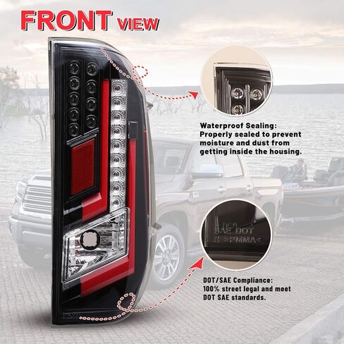 تتوافق مصابيح ذيل LED Autowiki ل 2014-2020 Toyota Tundra Lamps مع الإسكان الأسود اللامع/العدسة الصافية/الدليل الأحمر 2pcs in Saudi Arabia