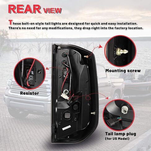 تتوافق مصابيح ذيل LED Autowiki ل 2014-2020 Toyota Tundra Lamps مع الإسكان الأسود اللامع/العدسة الصافية/الدليل الأحمر 2pcs in Saudi Arabia
