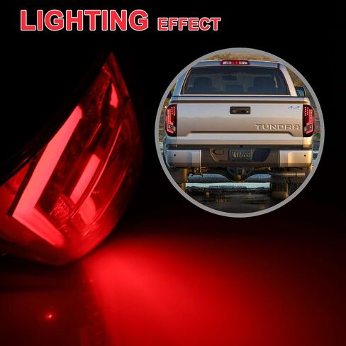 تتوافق مصابيح ذيل LED Autowiki ل 2014-2020 Toyota Tundra Lamps مع الإسكان الأسود اللامع/العدسة الصافية/الدليل الأحمر 2pcs in Saudi Arabia