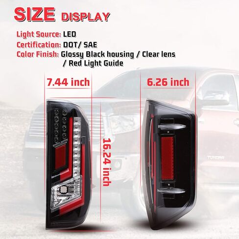 تتوافق مصابيح ذيل LED Autowiki ل 2014-2020 Toyota Tundra Lamps مع الإسكان الأسود اللامع/العدسة الصافية/الدليل الأحمر 2pcs in Saudi Arabia