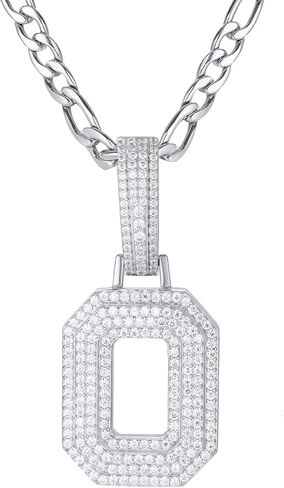 قلادة مويسانيت الأولي A-Z-925 sterling Silver Lettern مع سلسلة Figaro من الفولاذ المقاوم للصدأ ، مجوهرات الأبجدية للرجال نساء in Kuwait