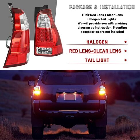 HECASA Pair Tail Light Compatible with 2006-2009 Toyota 4Runner Replacement for TO2801172 TO2800172 8155135320 8156135280 Rear Tail Brake Light Lamp Red Lens+Clear Lens Driver&Passenger Side in Saudi Arabia