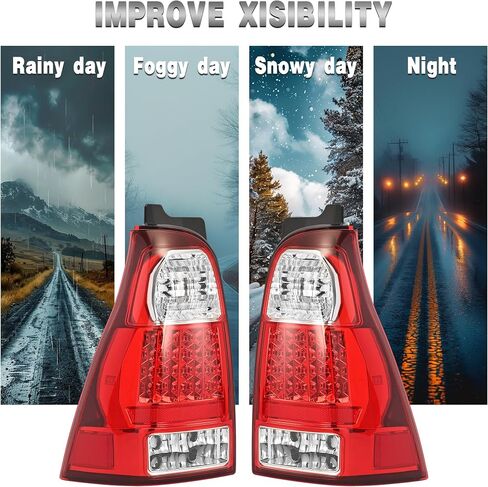 HECASA Pair Tail Light Compatible with 2006-2009 Toyota 4Runner Replacement for TO2801172 TO2800172 8155135320 8156135280 Rear Tail Brake Light Lamp Red Lens+Clear Lens Driver&Passenger Side in Saudi Arabia