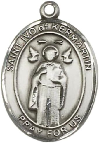 قلادة قلادة Pewter Ivo للنساء المتوسطة على سلسلة ومربع هدايا 18 بوصة - قديس المحامين والأيتام - مصنوعة في الولايات المتحدة الأمريكية in Kuwait