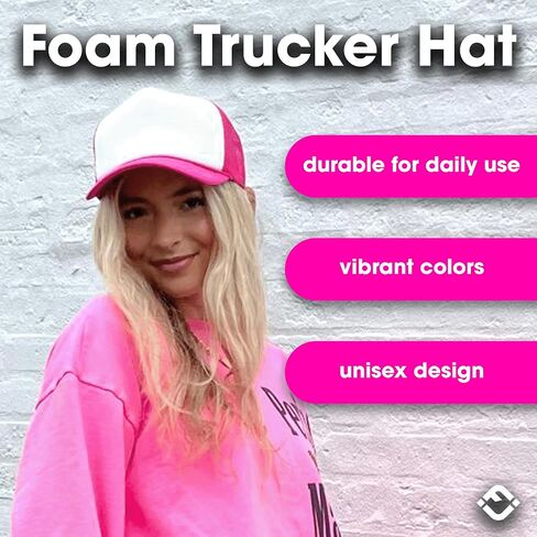 Funky Junque Foam Trucker Hat, Trucker Hats for Women & Men - Blank Adjustable Snapback Mesh Back Baseball Cap in Kuwait