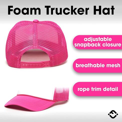 Funky Junque Foam Trucker Hat, Trucker Hats for Women & Men - Blank Adjustable Snapback Mesh Back Baseball Cap in Kuwait