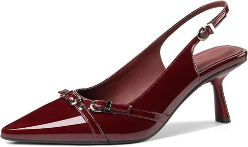 Kitten Heels for Women Closed Pointed Toe Heels Patent Leather Low Heel Slingback Dress Shoes Feature Adjustable Buckle for Date Party Work Office Comfortable Sexy Pumps Shoes in Saudi Arabia