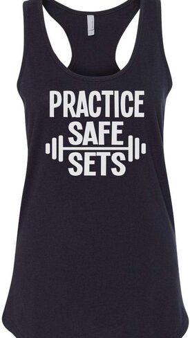 Practice Safe Sets Workout Tank Top Fitted Racerback Women's in Kuwait