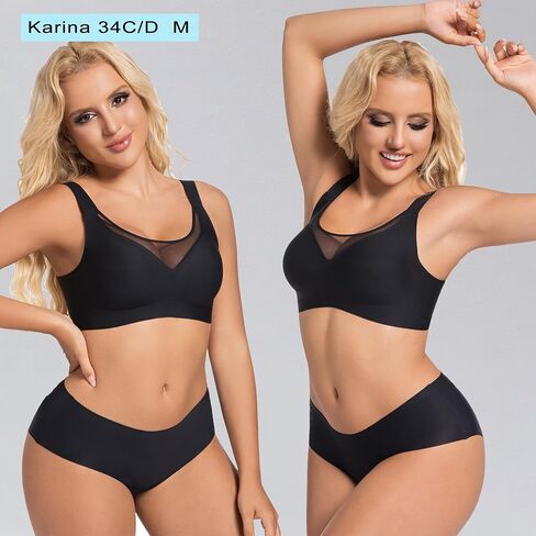 PRETTYWELL Wireless Bras for Women Molded Cup Comfort Push up Bra Mesh Seamless Full Coverage No Underwire Bra A to D Cup in Saudi Arabia