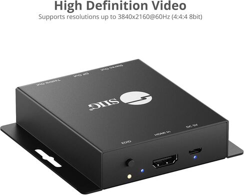 SIIG HDMI 2.0 to DisplayPort 1.2 4K@60Hz Converter Adapter, HDCP 2.2, Stereo Audio, USB-Powered, Not Compatible with Apple Studio Display (CB-H21811-S1) in Kuwait