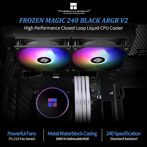 Frozen Magic 360 White ARGB V2 Liquid CPU Cooler, AIO Pump Head Speed up to 2800RPM, TL-C12W-S V2 PWM Fans,for AMD/AM4/AM5, Intel LGA1150/1151/1200/2011/1700, Computer CPU Liquid Cooler in Kuwait