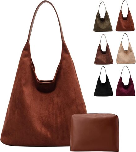 Suede Tote Bag for Women Hobo Bags Large Capacity Top Handle Bag Shoulder Bag,Premium Faux Suede Material in Kuwait