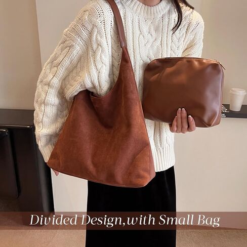 Suede Tote Bag for Women Hobo Bags Large Capacity Top Handle Bag Shoulder Bag,Premium Faux Suede Material in Kuwait