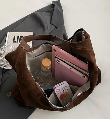 Suede Tote Bag for Women Hobo Bags Large Capacity Top Handle Bag Shoulder Bag,Premium Faux Suede Material in Kuwait