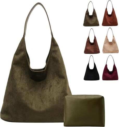 Suede Tote Bag for Women Hobo Bags Large Capacity Top Handle Bag Shoulder Bag,Premium Faux Suede Material in Kuwait