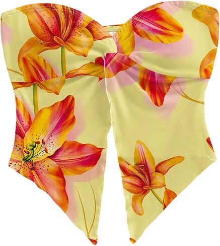 Milumia Women Floral Bandeau Tops Out Out Twisted Front Britlless Britlist Tubs in Kuwait