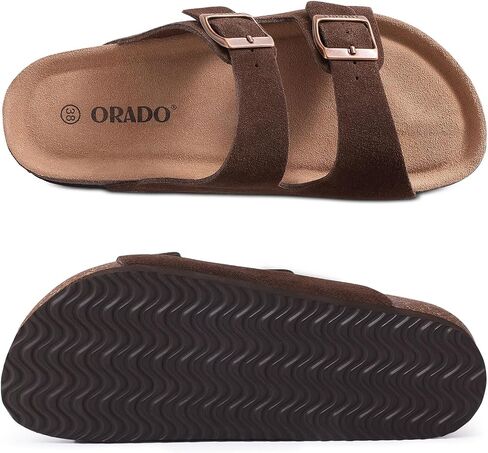 Platform Suede Sandals Soft Cork Footbed Summer Slides with Adjustable Buckle, Black 41 (size 9.5-10) in Saudi Arabia