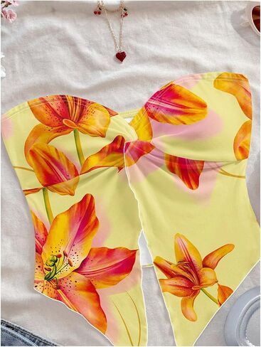 Milumia Women Floral Bandeau Tops Out Out Twisted Front Britlless Britlist Tubs in Kuwait