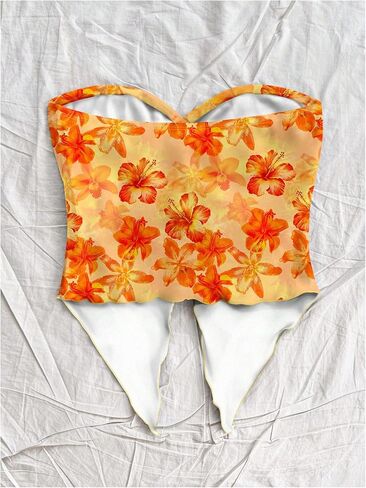 Milumia Women Floral Bandeau Tops Out Out Twisted Front Britlless Britlist Tubs in Kuwait