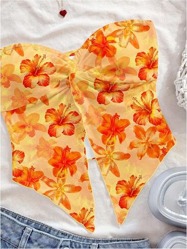 Milumia Women Floral Bandeau Tops Out Out Twisted Front Britlless Britlist Tubs in Kuwait