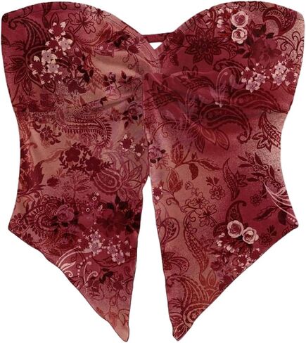 Milumia Women Floral Bandeau Tops Out Out Twisted Front Britlless Britlist Tubs in Kuwait