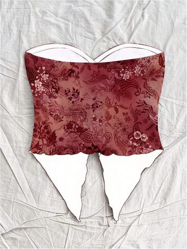 Milumia Women Floral Bandeau Tops Out Out Twisted Front Britlless Britlist Tubs in Kuwait