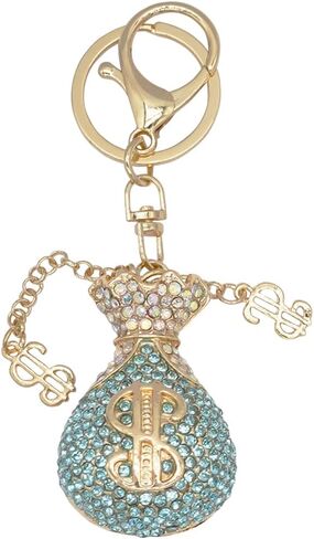 Crystal Rhinestone Dollar Sign Keychain Sparkling Money Bag Symbol Key Chain Ring Pendant Charm for Women Girls in Saudi Arabia