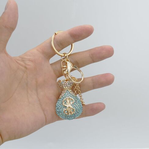 Crystal Rhinestone Dollar Sign Keychain Sparkling Money Bag Symbol Key Chain Ring Pendant Charm for Women Girls in Saudi Arabia