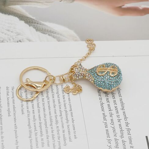 Crystal Rhinestone Dollar Sign Keychain Sparkling Money Bag Symbol Key Chain Ring Pendant Charm for Women Girls in Saudi Arabia