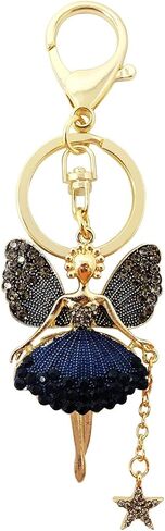 Honbay 1PCS Rhinestone Butterfly Wing Fairy Keychain Dancing Ballet Sparkling Crystal Keyring Pendant Women Key Chain Decoration in A Box for Bag Purse Wallet Handbags Backpack in Saudi Arabia
