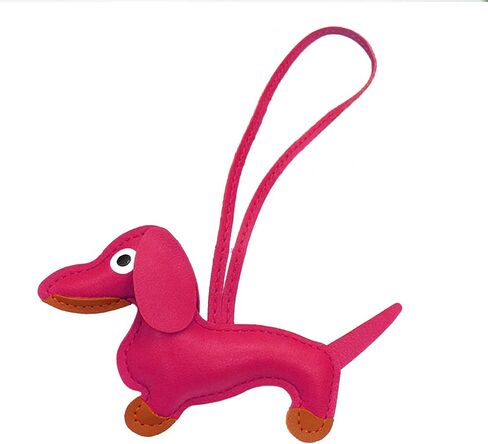 Mini Cute Dachshund Dog Keychain Pendant Lovely PU Leather Animals Keyring Charm for Purse Bag Backpack Handbag in Saudi Arabia