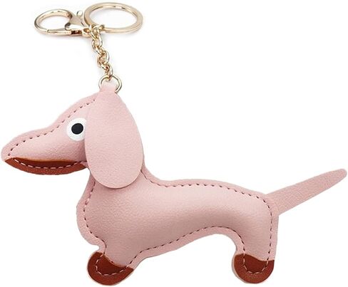 Mini Cute Dachshund Dog Keychain Pendant Lovely PU Leather Animals Keyring Charm for Purse Bag Backpack Handbag in Saudi Arabia