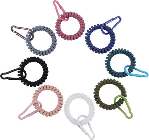 8Pcs Colorful Stretchable Wristlet Keychains, Spiral Wrist Coil Key Chain, Wristband Key Ring in Saudi Arabia