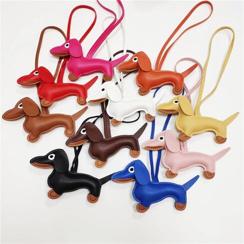 Mini Cute Dachshund Dog Keychain Pendant Lovely PU Leather Animals Keyring Charm for Purse Bag Backpack Handbag in Saudi Arabia