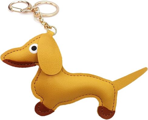 Mini Cute Dachshund Dog Keychain Pendant Lovely PU Leather Animals Keyring Charm for Purse Bag Backpack Handbag in Saudi Arabia