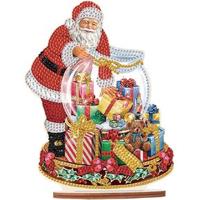 Jishshay Diamond Art Tabletop Decoration DIY عيد الميلاد دايموند الطلاء دائرة مكتب الزخرفة مع شجرة عيد الميلاد سانتا كلوز على شكل كرستال عيد الميلاد الماسي الماس الحلي عيد الميلاد الحلي in Kuwait