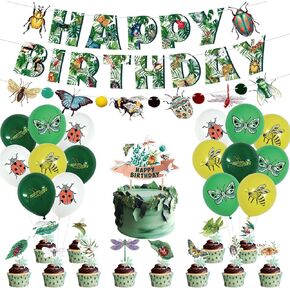 Reptile Party Decorations - Including Reptile Theme Balloons, Happy Birthday Banner, Cake Topper, Hanging Swirl, and Honeycomb Centerpieces for Safari Lizard Swamp Reptile Birthday Party Supplies in Kuwait