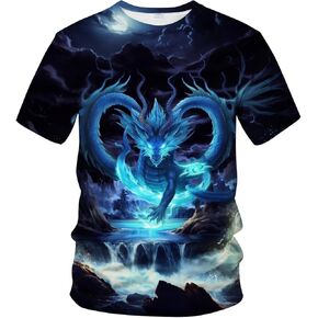 تي شيرت التنين الصيني التقليدي قميص رسم أنيمي مضحك in Kuwait