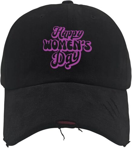 Happy Women's Day Hats for Men Washed Distressed Baseball Cap Stylish Washed Workout Hat Breathable in Saudi Arabia